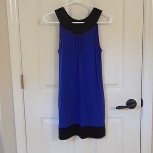 Express blue dress with black trim